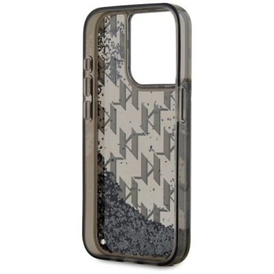 7. Karl Lagerfeld Liquide Glitter Monogram Gradient iPhone 15 Pro Max Hülle - Schwarz