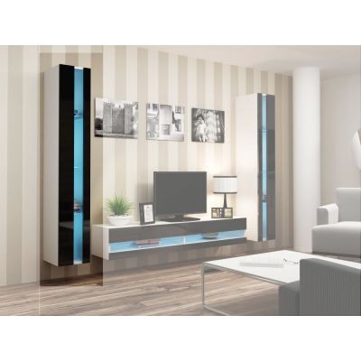 2. VIGO NEU 180/40/30 weiß/schwarz Hochglanzregal