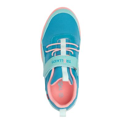 6. Trollkids Skaland Barfußwanderschuhe Hafenblau/Aquamarin Nebel/Rosa Pfingstrose