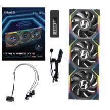 Lian Li UNI FAN SL Kabelloser LCD 120 Computergehäuselüfter 12 cm Schwarz 3 Stück.