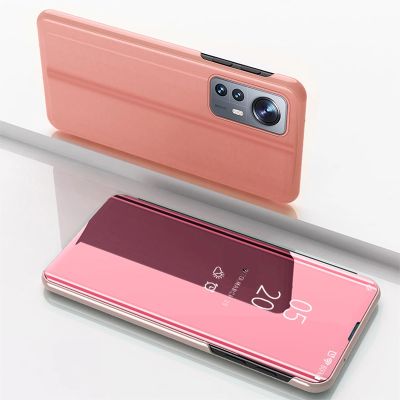 2. Clear View Case Cover für Xiaomi 12 Lite Hülle mit Klappe Rosa