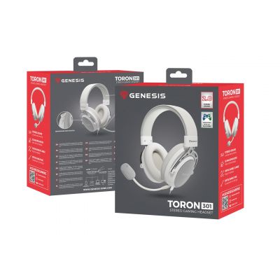 8. GENESIS Toron 301 Gaming-Headset mit Kabel und Kopfbügel, Weiß
