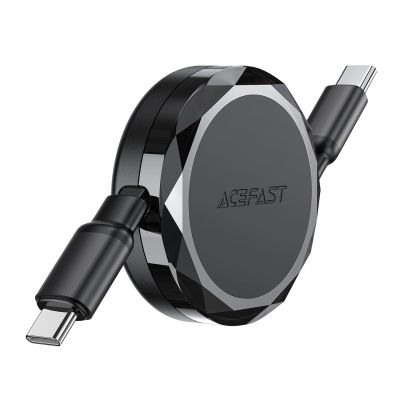 2. Acefast C13-03 USB-C – USB-C 60 W einziehbares Kabel – Schwarz