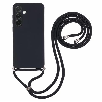 Samsung Galaxy A17 5G / A17 4G Hülle mit Faserfutter und Schultergurt – Schwarz