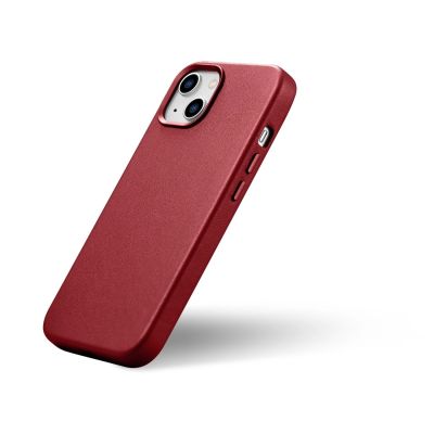 8. iCarer Case Lederhülle aus Naturleder für iPhone 14 Plus rot (kompatibel mit MagSafe)