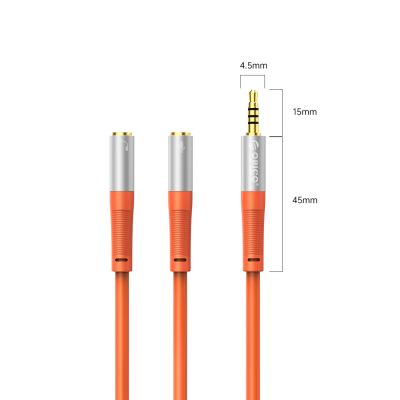 2. Orico AX2-10 Audiokabel mit 3,5-mm-Miniklinkenstecker für Kopfhörer und Mikrofon, 1 m Kabel – orange