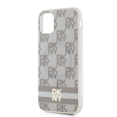 6. DKNY IML Checkered Mono Pattern & Printed Stripes MagSafe-Hülle für iPhone 11 / Xr – Beige