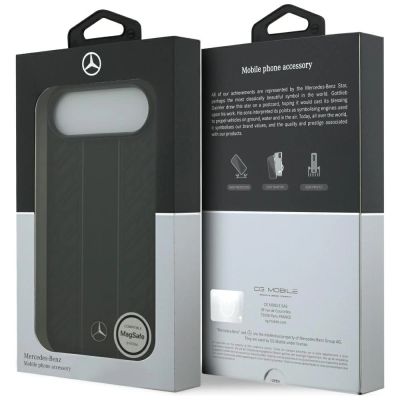 8. Mercedes Leder Laurel Leaves Stripes MagSafe Case für iPhone 17 Air - Schwarz