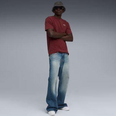 5. Puma Ess Elevated Relaxed Wash Tee Burgunderrot 688048 96