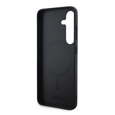 7. DKNY Leather Checkered Mono Pattern MagSafe-Hülle für Samsung Galaxy S24 – Schwarz