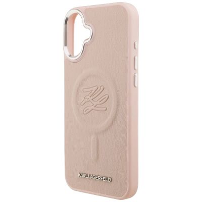 6. Karl Lagerfeld MagSafe Hülle mit Initialen und Metalllogo für iPhone 16 Plus – Pink