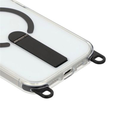 7. iPhone 17 Hülle mit Ständer, kurzem (30 cm) und langem (120 cm) Tragegurt, kompatibel mit MagSafe – Schwarz