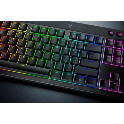 Razer BlackWidow V4 Low-Profile HyperSpeed Tastatur (Grüne Schalter) - US-Layout