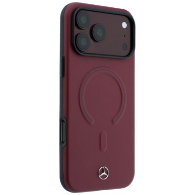 4. Mercedes Leder-3D-MagSafe-Hülle für iPhone 18 Pro / 17 Pro – Burgunderrot