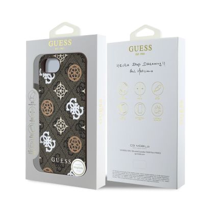 8. Guess PU 4G Peony Case mit MagSafe für iPhone 16e - Braun