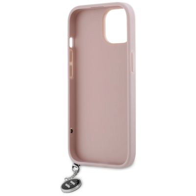 7. Karl Lagerfeld Saffiano Rhinestones & Charm Hülle für iPhone 15 / 14 / 13 – Rosa