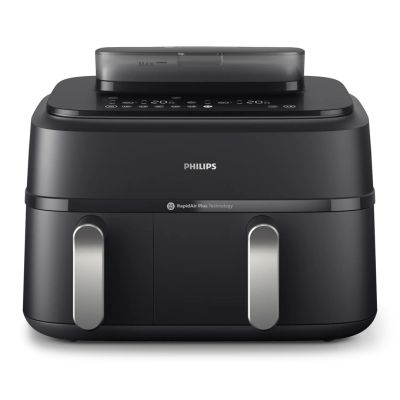19. Philips Fritteuse der Serie 5000 NA551/00, Doppelfritteuse, 9 l, autonom, 2750 W, Heißluftfritteuse, Schwarz/Silber