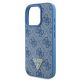 6. Guess Umhängetasche aus Leder mit Metall-Logo und Strass für iPhone 16 Pro – Blau