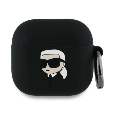 Karl Lagerfeld Silikon Karl Head 3D-Hülle für AirPods 4 – Schwarz
