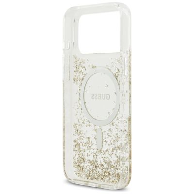 7. Guess Resin Bottom Glitter MagSafe Hülle für iPhone 17 Pro Max - Gold