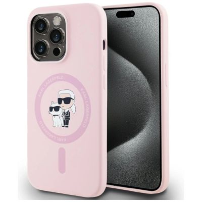 Karl Lagerfeld Silikon Karl&Choupette MagSafe Case für iPhone 14 Pro Max - Pink