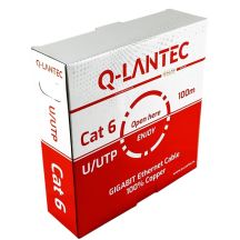 Q-LANTEC U/UTP Netzwerkkabel Kategorie 6, verdrilltes Adernpaar, PVC, Eca 4PR, 1 Gbit/s (10 Gbit/s bis zu 55 m), grau, 100 m (KIU6PVC100Q)