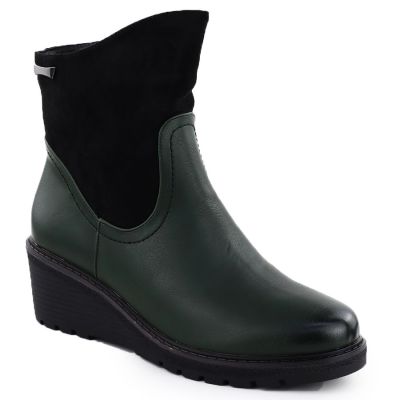 grüne Wildleder-Keilstiefel für Damen, M.Daszyński 2510