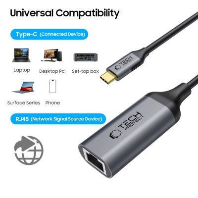 2. Tech-Protect UltraBoost USB-C auf Ethernet RJ45 1000Mbps Adapter - Schwarz