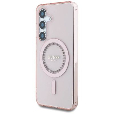 2. Guess Strass-bedruckte MagSafe-Hülle für Samsung Galaxy S25, Pink