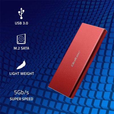 2. QOLTEC M.2 SSD-Gehäuse | SATA | NGFF | USB 3.0 | Superschnelle 5 Gbit/s | 2 TB | Rot