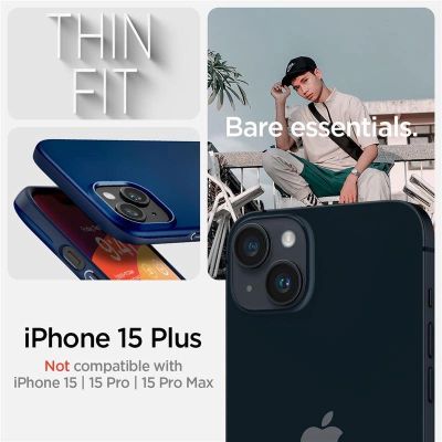 2. Spigen Thin Fit Hülle für iPhone 15 Plus – Blau