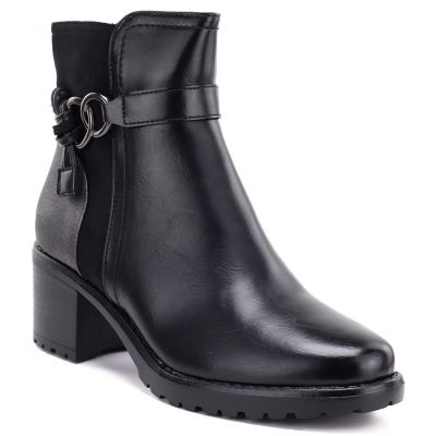 Gefütterte Damen-Ankle-Boots mit Blockabsatz, schwarz, Potocki SZ12873