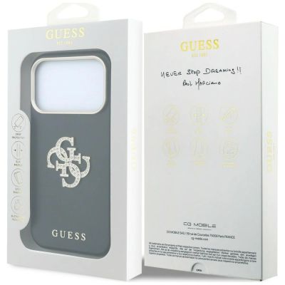 8. Guess Smooth & Big Strass Logo Hülle für iPhone 18 Pro / 17 Pro - Schwarz