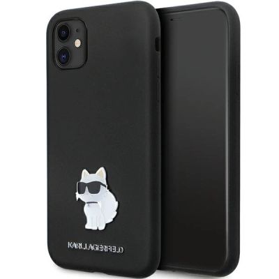Karl Lagerfeld KLHCN61SMHCNPK Hülle für iPhone 11 / Xr – schwarzer Silikon-C-Metallstift