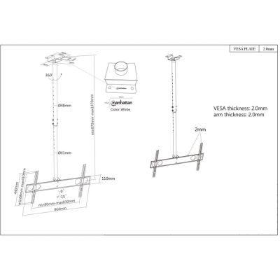 5. Manhattan 423625 Monitorhalterung/Ständer 177,8 cm (70") Wandmontage Schwarz