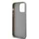 7. DKNY Lederhülle mit Monostreifen und Metalllogo für iPhone 14 Pro Max – Beige