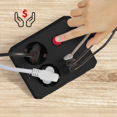 10. MACLEAN Steckdosenleiste, Verlängerungskabel mit 2 Steckdosen + 3 USB-Anschlüssen, 110–240 V Wechselstrom, 50/60 Hz, max. 2,1 A, 2500 W, 1,5 m, Schwarz, MCE387 B