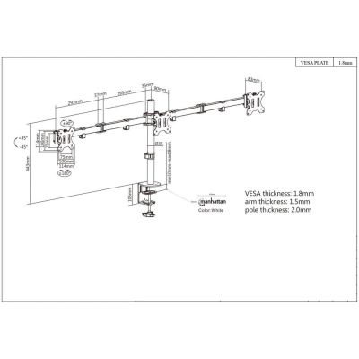 7. Manhattan 461658 Monitorhalterung/Ständer 68,6 cm (27") Schreibtisch Schwarz