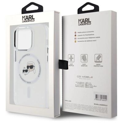 8. Karl Lagerfeld IML Metal Karl & Choupette Head MagSafe Hülle für iPhone 14 Pro Max - Weiß