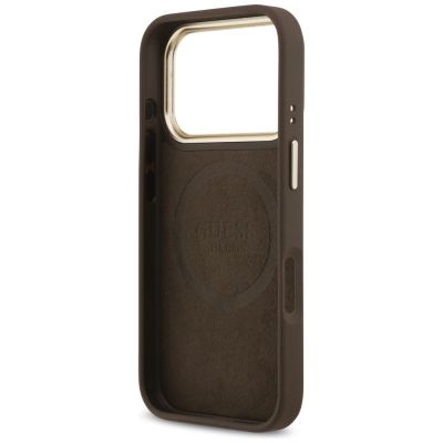 7. Guess 4G Logo Plate MagSafe Hülle für iPhone 17 Pro - braun