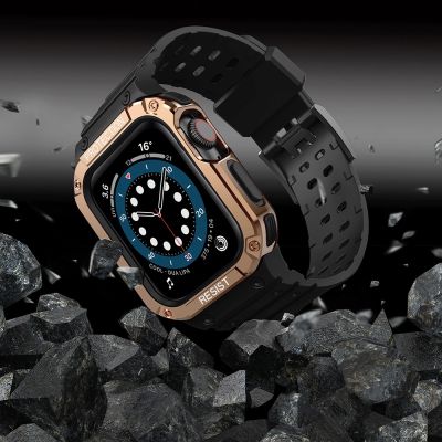 6. Schutzarmband für Apple Watch 38/40/41 mm Panzergehäusearmband - Schwarz, Roségold