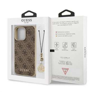 8. Guess GUHCP13LGF4GBR iPhone 13 Pro / 13 6.1 "braun / braunes Hardcase 4G Charms Collection