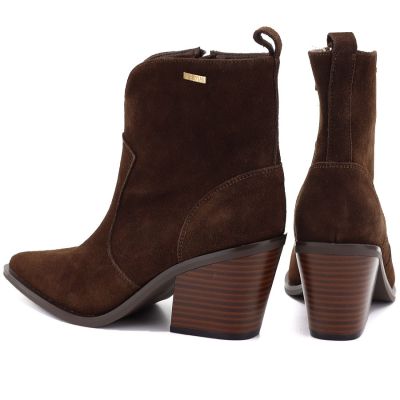 4. Damen-Lederstiefeletten, gefüttert, braune Cowboystiefel, Big Star SS274473
