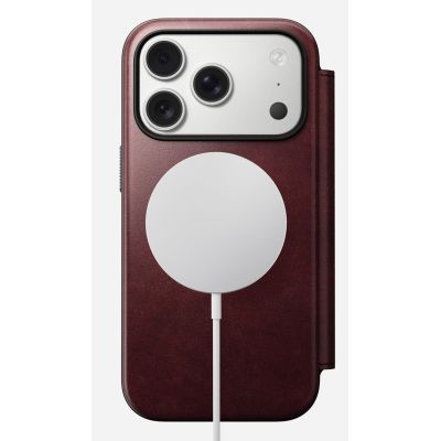 3. NOMAD Modern Leather Folio - MagSafe-kompatible Lederhülle für iPhone 17 Pro, Horween-Leder (burgunderrot)
