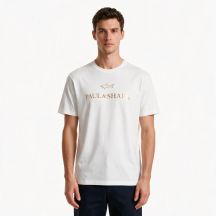 Paul&Shark Herren-T-Shirt aus Baumwolle, Weiß und Gold, 99311007-10E – Klassischer Schnitt, Logo