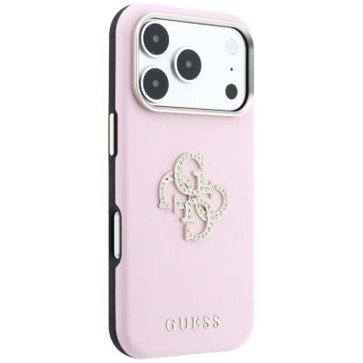 4. Guess Smooth & Big Strass Logo Hülle für iPhone 18 Pro / 17 Pro - Pink