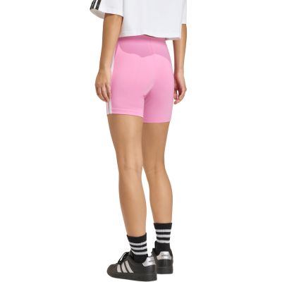 3. adidas Essentials 3-Streifen Damen-Radlerhose mit hohem Bund, Pink, KT1625