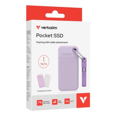 6. Verbatim Pocket 1 TB SSD mit zwei Gehäusen: weiß und lila