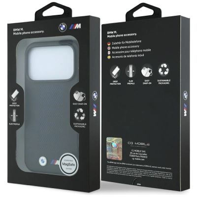 8. BMW M Blue Perfo Metal Logo MagSafe Hülle für iPhone 18 Pro Max / 17 Pro Max - Schwarz
