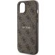 6. Guess 4G Collection Leder Metall Logo MagSafe Hülle für iPhone 15 Plus / 14 Plus – Braun